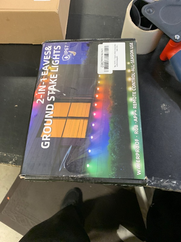 Photo 1 of 100 FT Permanent Outdoor Lights, Waterproof 2-in-1 Eaves & Ground Stakes LED String Lights with App/Remote Control for House, Garden– Smart Color-Changing Lighting for Halloween Christmas Decorations