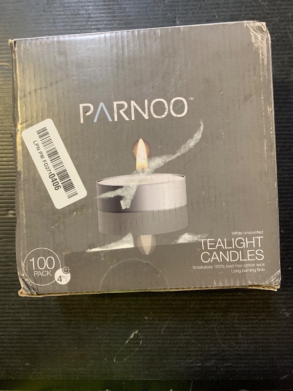 Photo 1 of 100 Pack Tealight Candles in Metal Cups - Clean, White Unscented with 4.5 Hour Long Burning Time - Votive Candles Bulk for Romantic Dinner, Weddings, Spa & Hotels by PARNOO