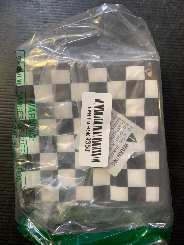 Photo 1 of 100 Pack Black and White Checkered Flag Party Napkins Disposable Race Car Birthday Party Supplies Racing Car Theme Party Paper Lunch Napkins for Baby Shower Kids Men Party Decorations Favors