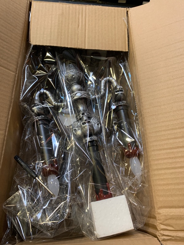 Photo 1 of [ Extra Large ] 2 Pack Halloween Candelabra with LED Flame Less Candles Holder Battery Operated Flickering Lights Skull Candles for Halloween Decorations Indoor Home Table Party Haunted Mansion Decor