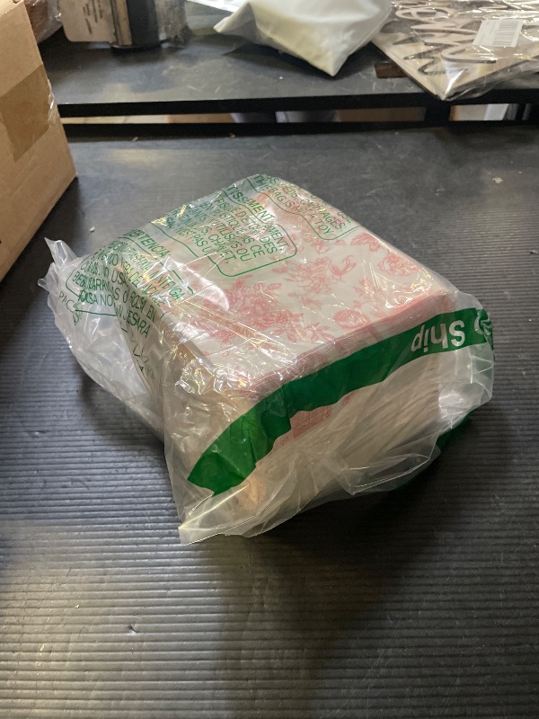 Photo 1 of 100 Floral Cocktail Napkins Pink and White Toile Paper Napkins 5” Vintage Pink Flower Bouquet Disposable Hand Towels for Bridal Baby Shower Christmas Tea Party Supplies