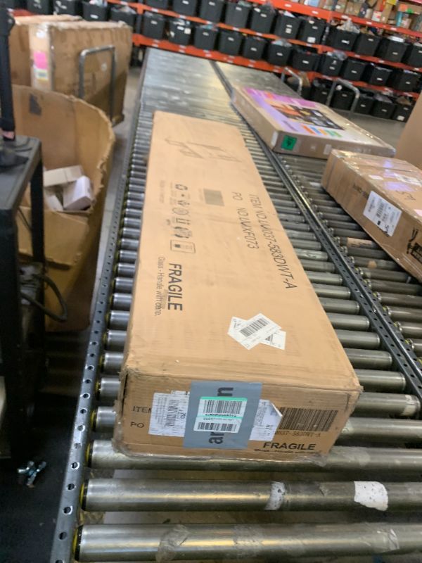 Photo 1 of *PARTIAL SET*__JXQTLINGMU Farmhouse 76" Height Computer Desk with Hutch, Office Desk with Charging Station, Drawers and Storage Cabinet BOX A ONLY