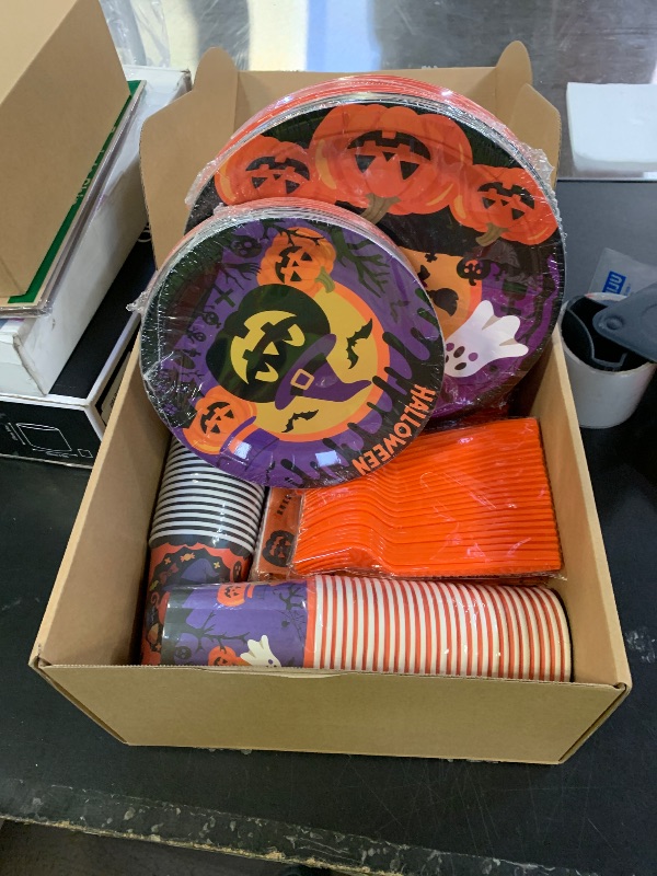 Photo 1 of 128 Pcs ?Halloween Party Decorations, Halloween Party Supplies - Balloon boxes, "HAPPY HALLOWEEN" Banner, "BOO" Banner, Multi Balloons, Bat Decor, Spider Wed