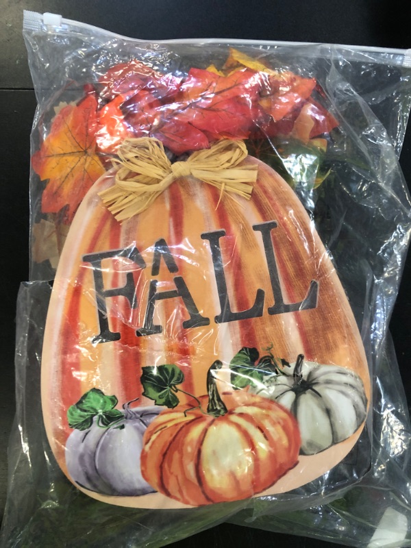 Photo 1 of [Lighted & Timer] Thanksgiving Decorations Thanksgiving Wreath 3D Pumpkin 2 in 1 Hanging & Tabletop Sunflower Maples Leaves Pumpkin Sign Battery Operated Thanksgiving Door Decorations for Home Indoor