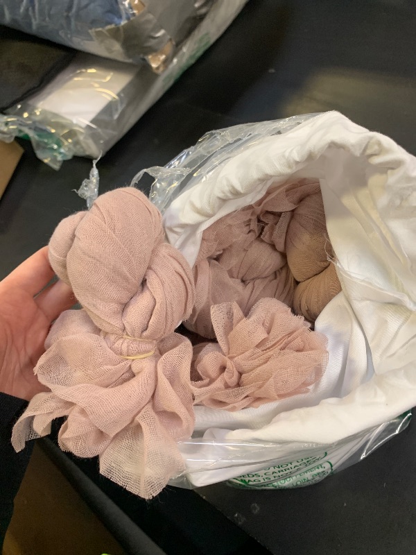 Photo 1 of 100 Packs Gauze Cheesecloth Napkins 17 x 17 Inch Dinner Napkin with Wrinkled Soft Cotton Cloth Napkins Rustic Decorative Napkins for Weddings Party Baby Shower Home (Pink)