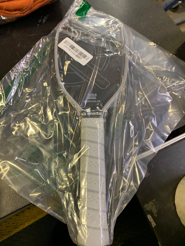 Photo 1 of Pickleball Training Paddle -USAPA Approved Pickleball Trainer Practice Paddle, Raw Carbon Fiber Particle Paint Frosted Surface, Extra Long Handle, 16mm Core Sweet Spot Training,Gray