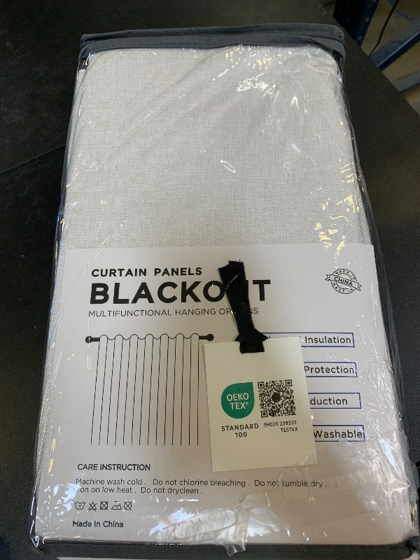 Photo 1 of 100% Blackout Shield Linen Blackout Curtains for Bedroom 96 Inches Long, Back Tab/Rod Pocket Living Room Drapes, Thermal Insulated Blackout Curtains 2 Panels Set, 50" W x 96" L, Beige