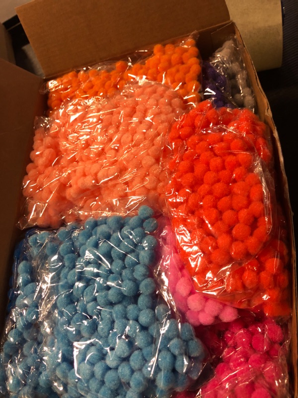 Photo 1 of 10000 Pcs Multicolor Pom Poms for Crafts 1 cm Fuzzy Craft Balls for Family Classroom DIY Creative Christmas Decorations