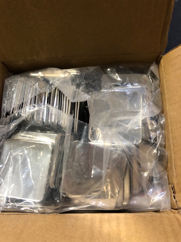 Photo 1 of 100 Sets Square Button Parts?Fridge Magnet Button Maker Supplies for Square-Shaped Badge Maker Machine 50mm?Including Metal Cover, Plastic Back Cover, Clear Film,