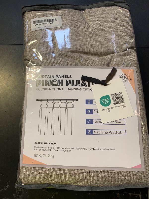 Photo 1 of 100% Blackout Shield Linen Look Textured Pinch Pleated Curtains Blackout Drapes 102 Inch Long 2 Panels Set, Faux Linen Blackout Curtains for Bedroom & Living Room, 40" W x 102" L, Dark Faux Linen