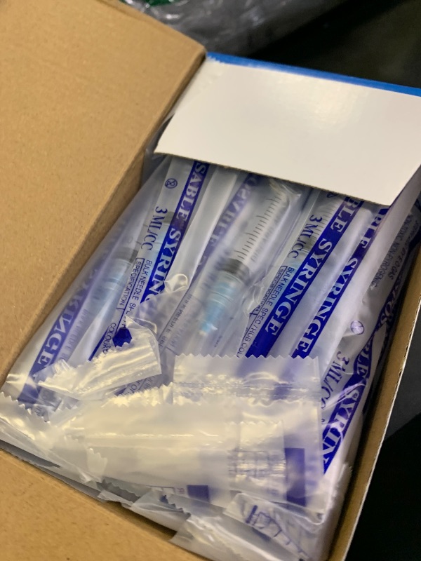 Photo 1 of 100 Pack Disposable 3ml/cc Lab Syringes with 23Ga 1 Inch Needle Luer Lock, Individually Sealed Packed