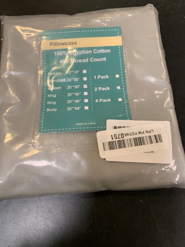 Photo 1 of 100% Egyptian Cotton Pillow Protectors Set of 2, 400 Thread Count Sateen Weave Cooling Pillowcase, Easy Care Zippered Style Pillow Covers (Gray, Queen)