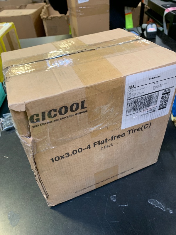 Photo 1 of 10x3.00-4 Flat Free Tire, 10" Heavy Duty Replacement Tire and Wheel Assemblies, Compatible Cosco Hand Trucks and Trolley Carts, 5/8" Axle Bore Hole, 2.2" Offset Hub, 2-Pack