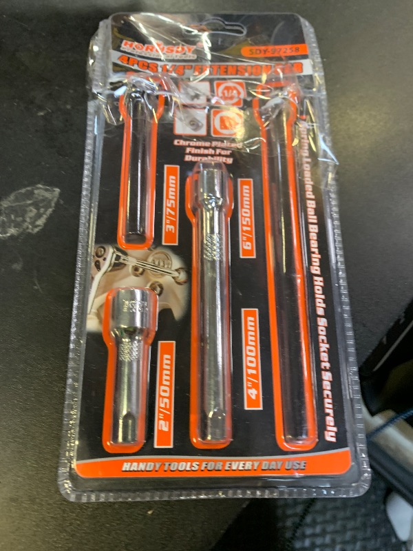 Photo 1 of 1/4" Socket Extension Set - 4PCS Drive Socket Quarter Inch Extension Bar Set 2" / 50mm, 3" / 75mm, 4" / 100mm, 6" / 150mm CR-V Durable Material