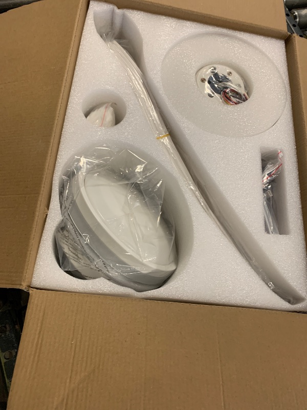 Photo 1 of 46" Ceiling Fans with Lights Remote/APP Control, Low Profile Ceiling Fans with Dimmable White Colors+Ring RGB Lights, 6 Speeds 5 Reversible Curved Blades for Kids Room Bedroom Living Room Bar, White