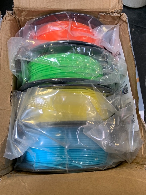 Photo 1 of 1.75mm 3D PLA Filament 4 in 1 Bundle: Yellow, Orange, Lime Green, Sky Blue, 4 Bright Colors Packed, Each Spool 250g, 4 Spools Packed, Total 1Kg 3D Printing Material by MIKA3D
