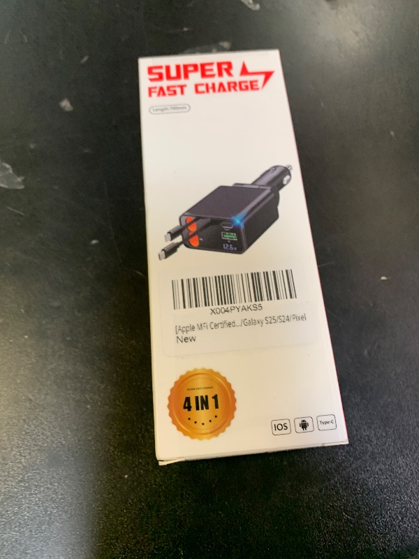 Photo 1 of [Apple MFi Certified] Retractable Car Charger USB C, Braveridge 120W USB C Car Charger 4 in 1 PD/QC Type C Fast Charge Cigarette Lighter Adapter for iPhone 17/17 Pro Max/16 Pro/15/Galaxy S25/S24/Pixel