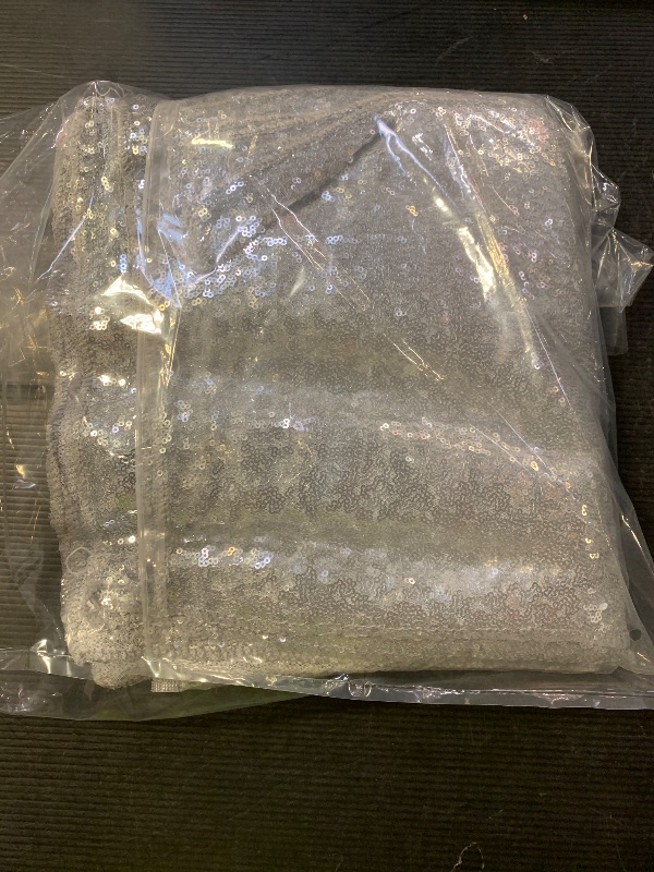 Photo 1 of 10 Packs 12 x 72 inches Silver Sequin Table Runner, Glitter Runner for Birthday Party Supplies Wedding Holiday Celebration Baby Shower Engagement Anniversary Decor