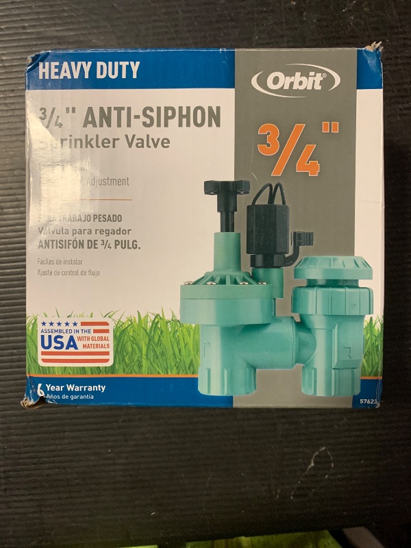 Photo 1 of 1-Pack Orbit 57623 3/4" FPT 100 Series Anti-Siphon Automatic Sprinkler Valve with Flow Control