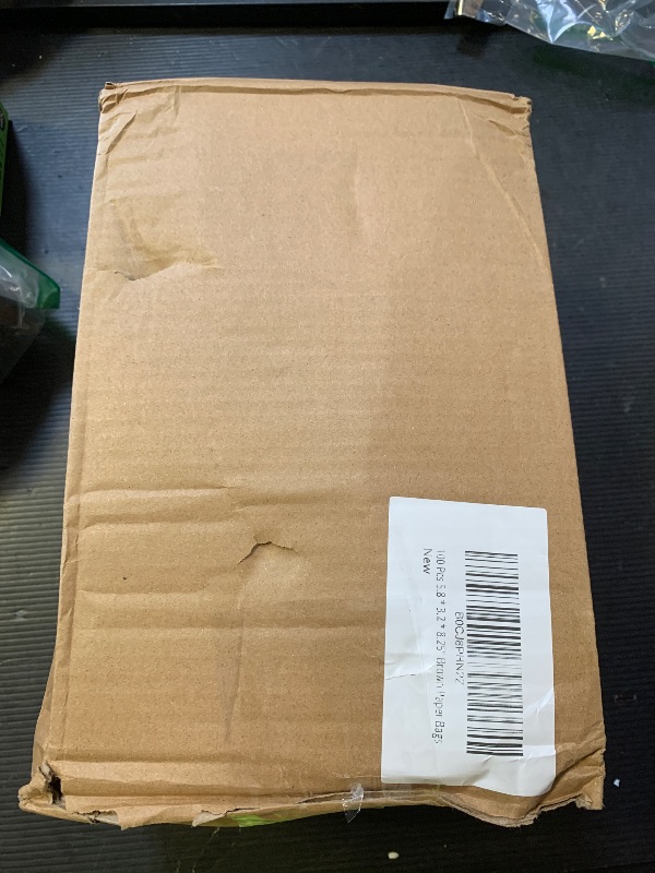 Photo 1 of 100 Pack 5.8x3.2x8.25 Inch Brown Kraft Paper Gift Bags with Handles - Bulk Small Plain Natural Bags for Birthday Party Favors, Grocery, Retail Shopping, Wedding, Craft, Goody, Takeouts, and Business