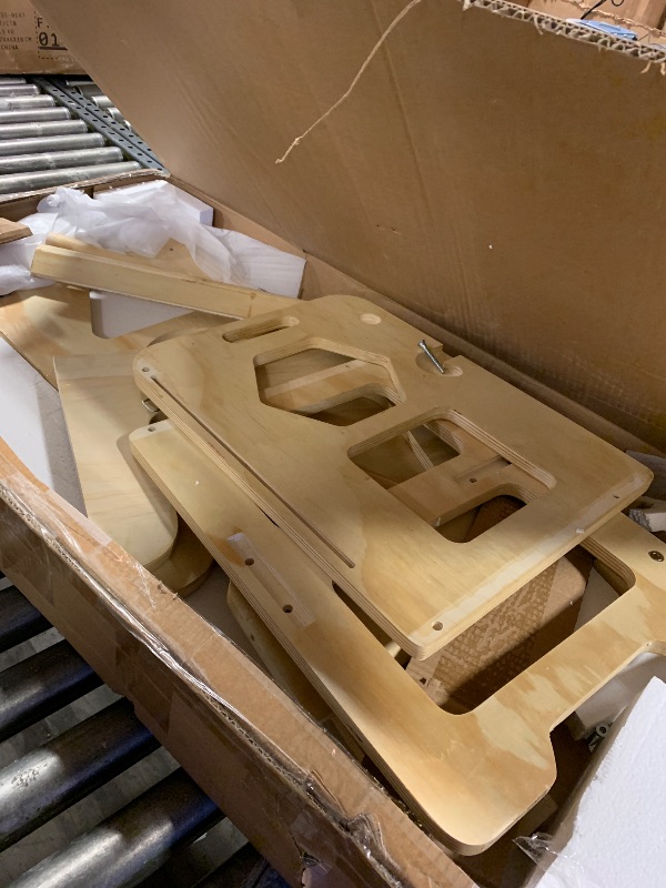 Photo 1 of **USED/INCOMPLETE** Woodure 4-in-1 Toddler Kitchen Step Stool, Foldable Learning Standing Tower with Blackboard, Wooden Kitchen Stool Helper for Kids, 1-3 Year Old Boy Girl Gifts