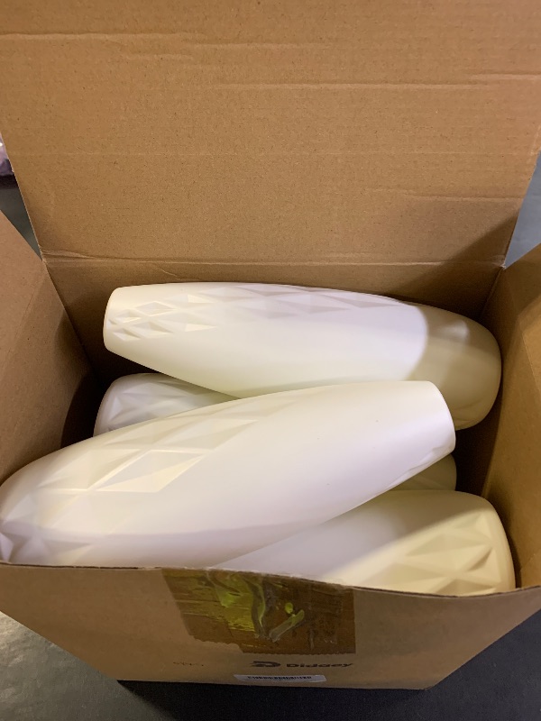 Photo 1 of 10 Pack Composite Plastic Flower Vases Bulk White Small Tall Conic Floral Vases for Centerpieces Unbreakable Bud Vase for Wedding Party Living Room Decor (Elegant)