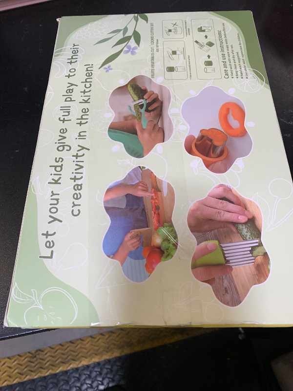 Photo 1 of 11 Pieces Wooden Kids Kitchen Knife, Blue Kids Knife Set Include Wood Kids Knife, Serrated Edges Plastic Toddler Knife, Crinkle Cutter, Sandwich Cutter, Y Peeler, Cutting Board