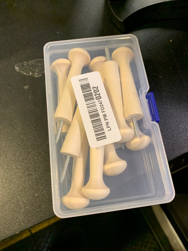 Photo 1 of 10 Pieces Wooden Shaker Peg Screw-on Pegs 3.62 Inch Long Unfinished Wood Shaker Racks for Hanging Clothes Hats Towel and More DIY Paint Color (Wood Color)