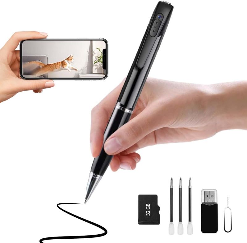 Photo 1 of 1080P Camera Pen Portable Security Pen Cam 32G Memory Card Wireless Body Photo Cam with 250mAh Battery for Indoor and Outdoor(No Audio)