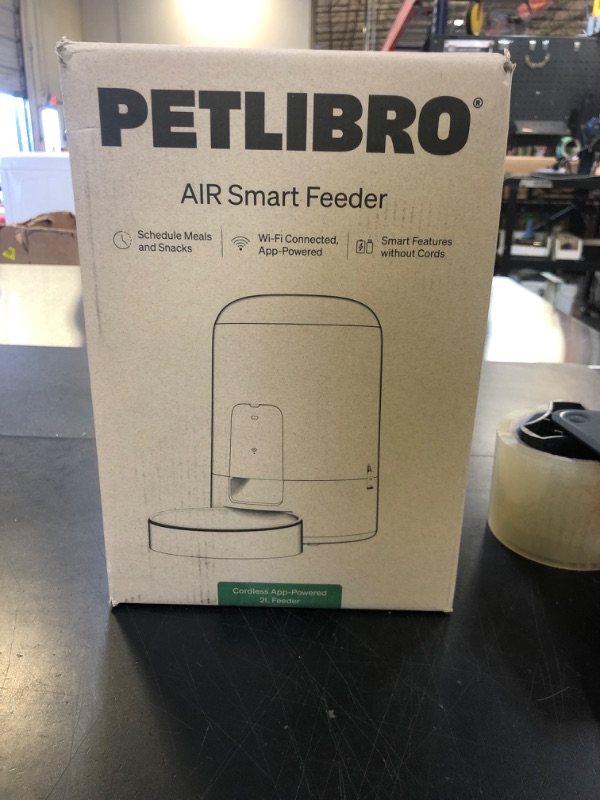 Photo 1 of *INCOMPLETE** PETLIBRO Automatic Cat Feeder, Wi-Fi Rechargeable Cats Food Dispenser Battery-Operated with 30-Day Life, AIR 2.4G Wi-Fi Timed Pet Feeder for Cats & Dogs, 2L Auto Cat Feeder, Black