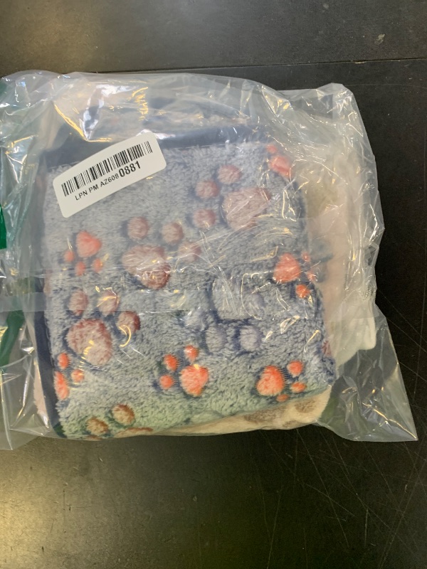 Photo 1 of 1 Pack 3 Blankets Super Soft Fluffy Premium Fleece Pet Blanket Flannel Paw Printed Throw for Dog Puppy Cat (Small 23x16'', Beige, Grey, Navy)