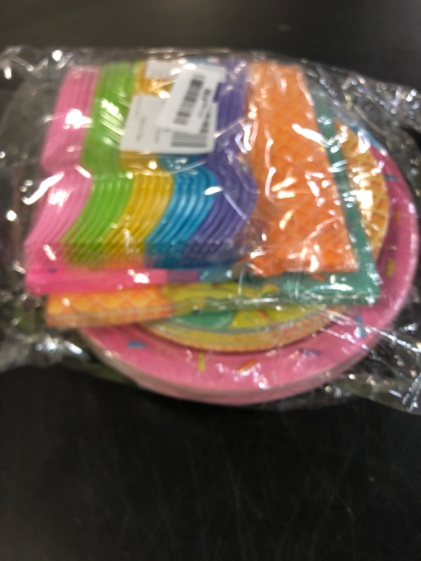 Photo 1 of 100 Pcs Ice Cream Cone Party Supplies Set, Serves 25 – Disposable Paper Plates, Napkins, and Colorful Forks, Ice Cream Themed Tableware for Kids Birthday, Summer, Sweet Shop, Dessert Party Decorations