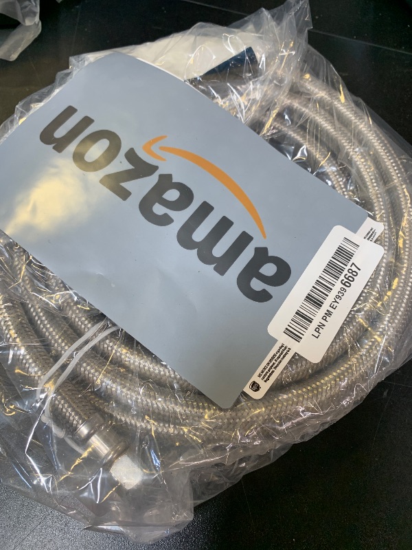 Photo 1 of 10FT Dishwasher Hose with Elbow – Stainless Steel Braided Supply Line, 3/8" Compression to 3/8" Elbow, Universal Fit, Burst Proof, NSF/Lead-Free Certified, 10-Year Warranty