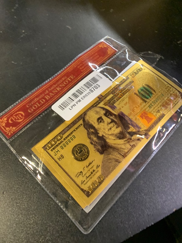 Photo 1 of 100 Dollar Bills – Fake 100 Dollar Bills, Gold Foil Money,Realistic Gold Leaf Dollar, Novelty Money for Party Decorations, Gag Gifts, and Collectibles 6pcs