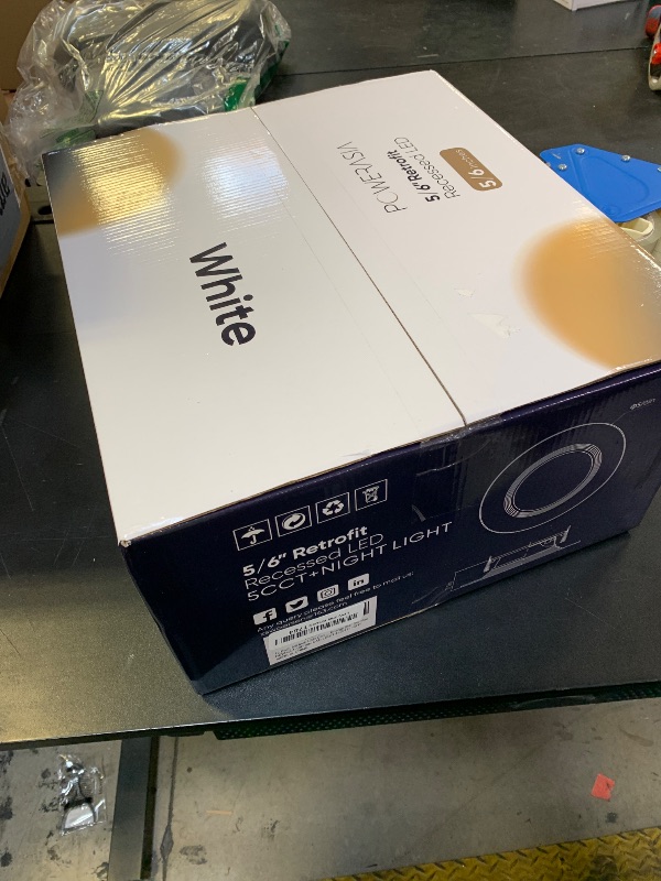 Photo 1 of 12 Pack 5/6 Inch LED Can Lights with Night Light, Metal 5CCT Retrofit Recessed Lighting Selectable 2700K-6000K Dimmable, 12W=75W, 1200LM Downlight with Metal Smooth Trim - ETL and Energy Star