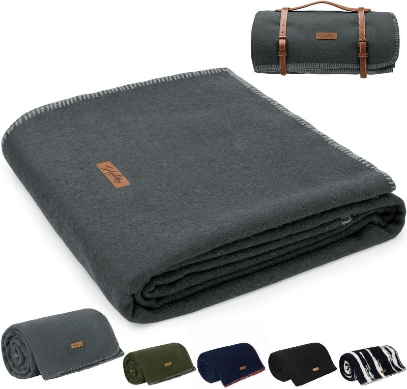 Photo 1 of 100% Wool Blanket, 62" x 86", Warm, Thick, Washable, Military Wool Blanket, Great for Camping, Outdoors, Sporting Events, Survival Kits