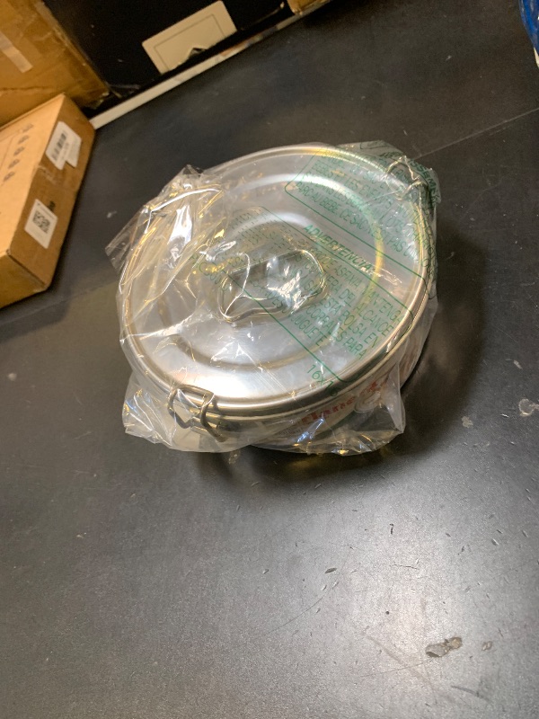 Photo 1 of 1.5 Quart Round Flan Pan with Straight Sides 6 3/4 Inches Diameter Stainless Steel with Locking Top