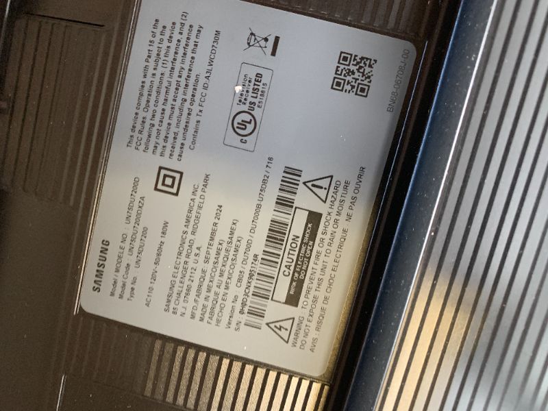 Photo 1 of *SOLD FOR PARTS* Samsung 75-Inch Class Crystal UHD U8000F 4K Smart TV (2025 Model) Endless Free Content, Crystal Processor 4K, MetalStream Design, Knox Security, Alexa Built-in
