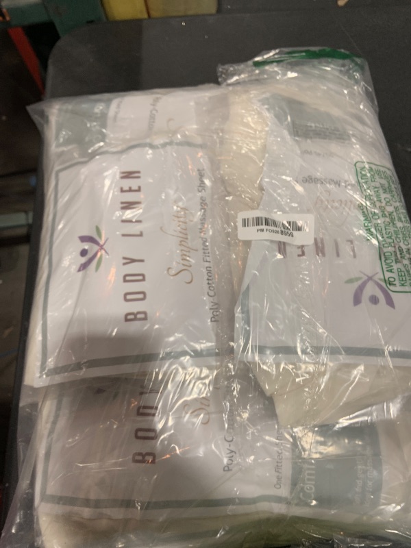 Photo 1 of 10 Pack Body Linen Simplicity Poly Cotton Massage Table Fitted Sheets - 180 Thread Count. Roomy Fit for Tables 28-32 inches Wide, Soft and Durable. Available in White and Natural. - (Natural)