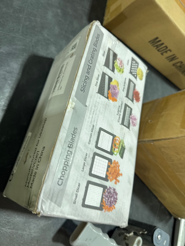 Photo 1 of *MISSING ATTACHMENtS** 8 Blade All-in-1 Vegetable Chopper Mandoline Slicer with Container, Food Chopper, Onion Chopper, Veggie Cutter for Salad, Kitchen Gadgets Accessories Essentials, White