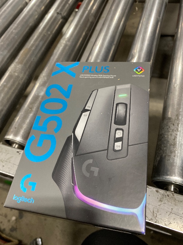 Photo 1 of MISSING DONGLE --------------------------------------------------------------------------------------------------Logitech G502 X Plus Wireless Gaming Mouse - Lightspeed Optical, LIGHTFORCE Switches, LIGHTSYNC RGB, Hero 25K Sensor for PC/Mac - Black