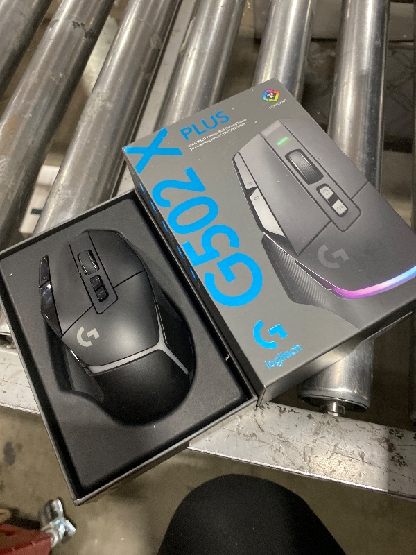 Photo 1 of MISSING DONGLE --------------------------------------------------------------------------------------------------Logitech G502 X Plus Wireless Gaming Mouse - Lightspeed Optical, LIGHTFORCE Switches, LIGHTSYNC RGB, Hero 25K Sensor for PC/Mac - Black