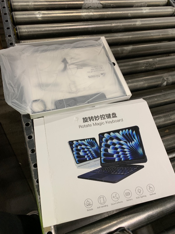 Photo 1 of Transparent Keyboard Case for iPad Air 13 Inch (M3/M2 2025/2024) & iPad Pro 12.9 Inch (6th/5th/4th/3rd Gen), 7-Color Backlit Wireless Keyboard with Touchpad, 360° Rotating Stand, Pencil Holder, White