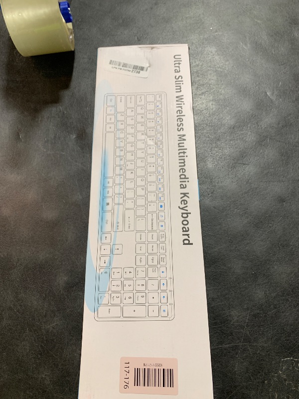 Photo 1 of Wireless Keyboard-2.4G USB Ultra Slim Quiet Full Size Matte PC Computer Keyboard,19 Multimedia Keys,Number Pad,Plug&Play,Lag-Free Ergo,Long Battery life for Desktop,Laptop,Smart TV,MAC,Windows,QWERTY