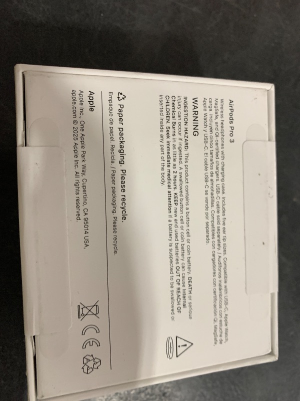 Photo 1 of Apple AirPods Pro 3 Wireless Earbuds, Active Noise Cancellation, Live Translation, Heart Rate Sensing, Hearing Aid Feature, Bluetooth Headphones, Spatial Audio, High-Fidelity Sound, USB-C Charging
