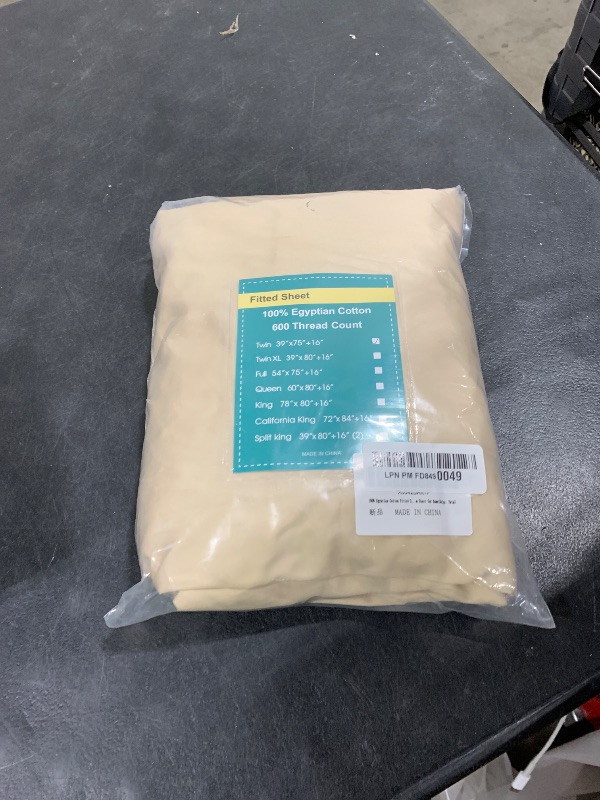 Photo 1 of 100% Egyptian Cotton Fitted Sheet Twin Size, 600 Thread Count, Single Fitted Sheet Only,8”-16" Deep Pocket Sheet, Soft & Elastic Sateen Weave Bottom Sheet for Home(Beige, Twin)