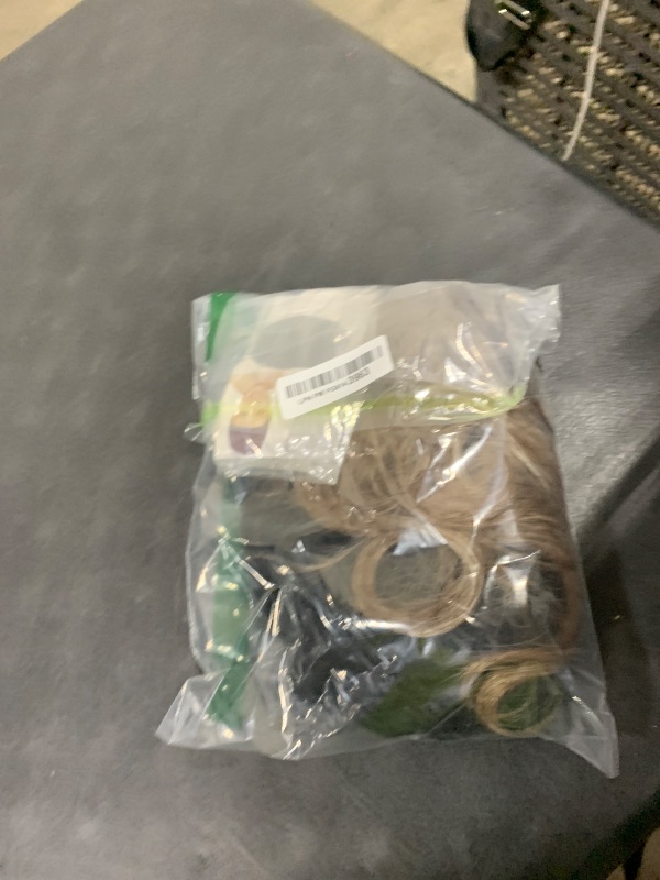 Photo 1 of Qlenkay Beanie Hat with Long Wavy Curly Hair Extensions Black Knit Cap Attached 20inch Synthetic Wig Detachable Hairpiece Warm Pom for Women Winter Ginger Blonde Mix Bleach Blonde