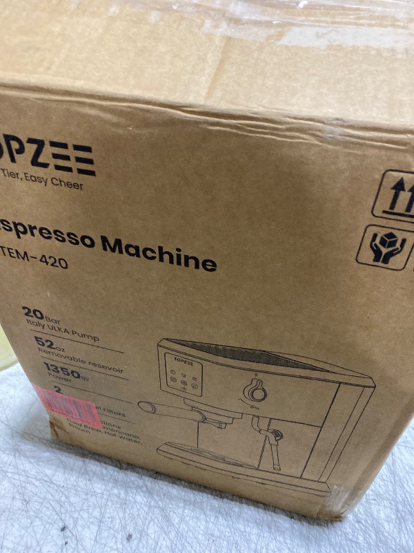 Photo 1 of topzee Espresso Machine 20 Bar, Compact Coffee Maker with Milk Frother & Cold Brew Function, 52oz Removable Water Tank, Stainless Steel Cappuccino, Latte Maker, Silver