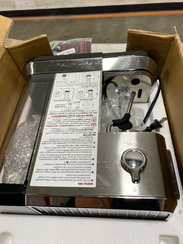 Photo 1 of topzee Espresso Machine 20 Bar, Compact Coffee Maker with Milk Frother & Cold Brew Function, 52oz Removable Water Tank, Stainless Steel Cappuccino, Latte Maker, Silver