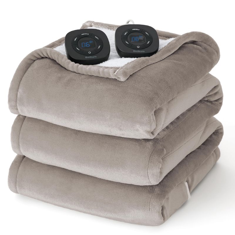 Photo 1 of Bedsure Electric Blanket King Size - Dual Control Heated Blanket King Size, Fast Heating with 10 Time Settings & 10 Heat Settings, Warm Gift for Grandma (100x90 inches, Taupe)